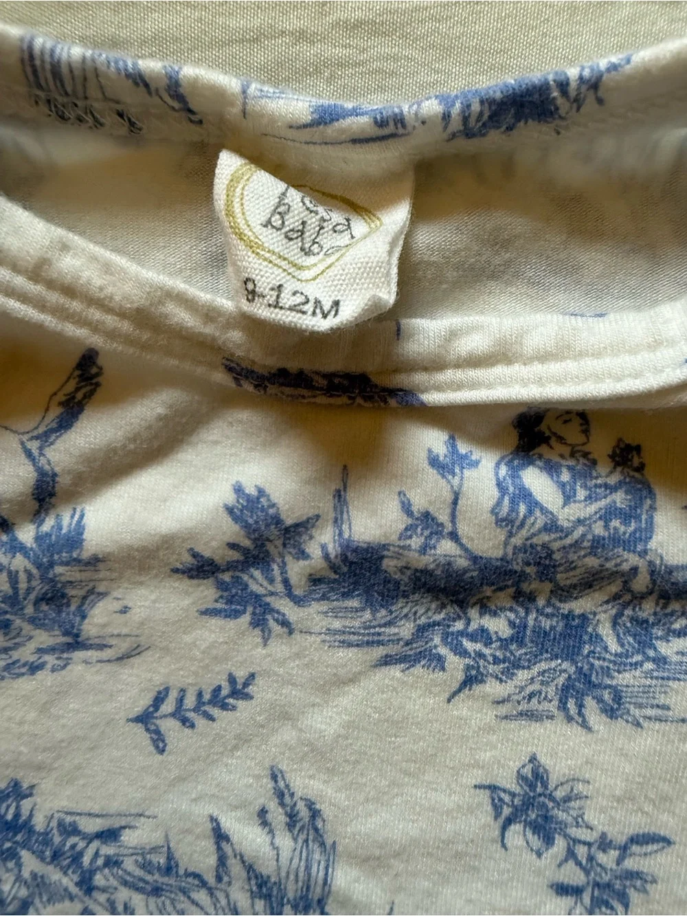 Girls Tesa Babe Soft Blue Toile Print Bamboo and Cotton Sleeper Size 9-12m